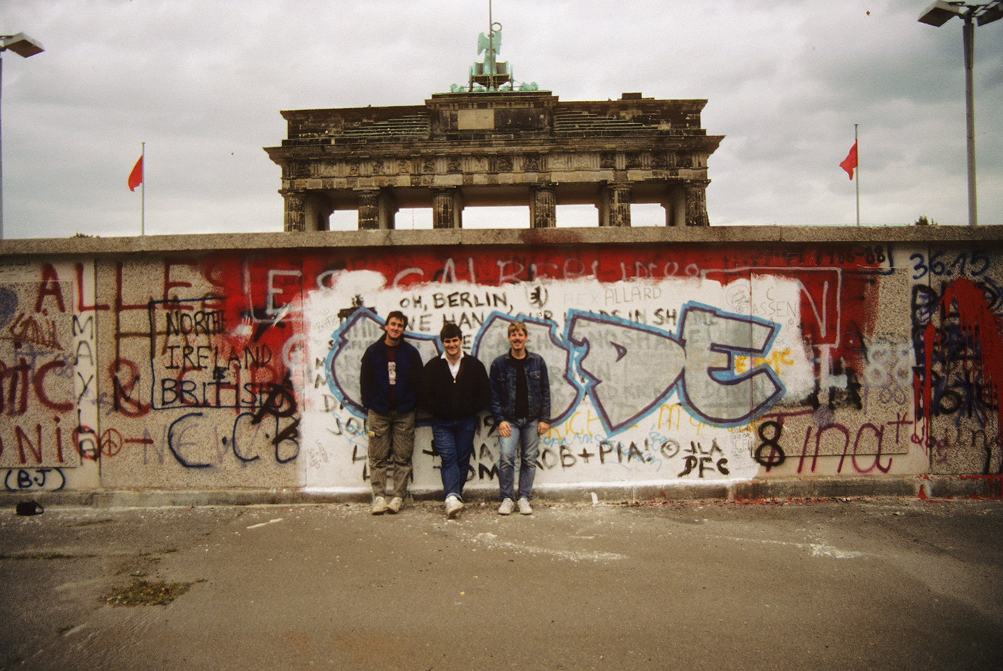 Jeff and friends at the Berlin Wall, 1988